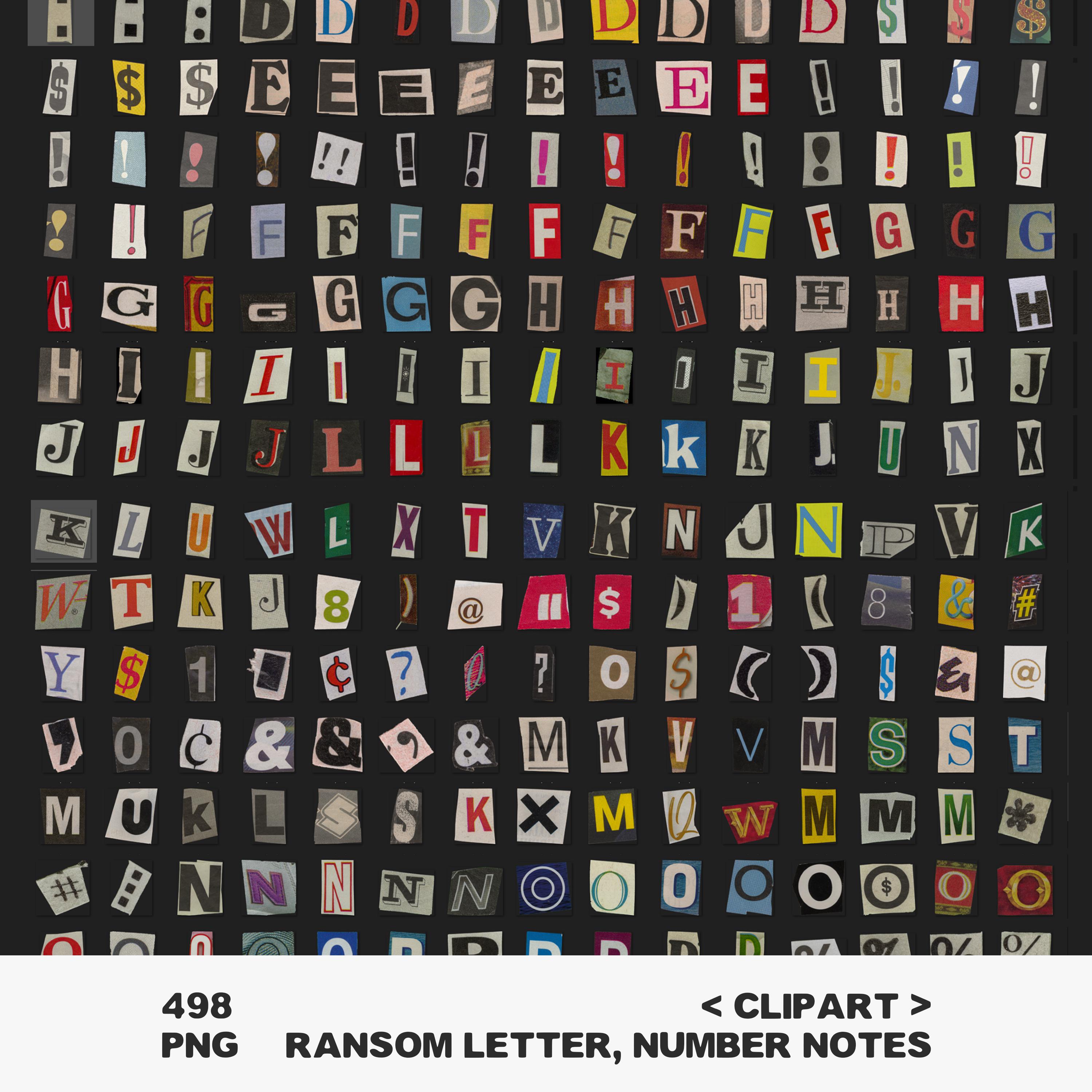 Ransom Letter Cutout Clipart | 498 PNG | Magazine Alphabet Clipart ...