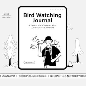 Bird Watching Journal – Log Book & Digital Birding Planner, Hyperlinked PDF for GoodNotes and  Notability
