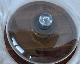 Vintage Acacia Wood Chip and Dip Serving Tray with Plastic Lid Large