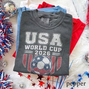 Distressed USA World Cup Tee, Patriotic Soccer Shirt 2026, Vintage Football Fan Apparel, Comfort Colors® USA Sports Gift image 3