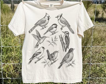Vintage Songbird Tee for Bird Lovers, Backyard Songbirds Shirt, Comfort Colors® Nature Lover Top, Birdwatching Shirt, Gift for Her