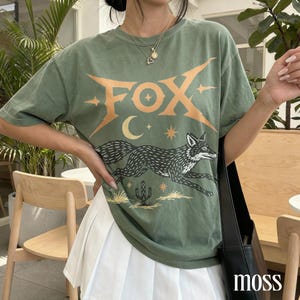 Y2K Western Fox Graphic Tee, Desert Coyote Animal Shirt, Cosmic Southwest Vintage Style Top, Comfort Colors® Fox Gift Tee image 7