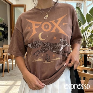 Y2K Western Fox Graphic Tee, Desert Coyote Animal Shirt, Cosmic Southwest Vintage Style Top, Comfort Colors® Fox Gift Tee image 6