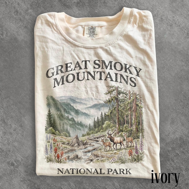 Great Smoky Mountains Tennessee Shirt, Vintage Forest Wildlife Graphic Tee, Retro Nature Scenic Landscape Aesthetic, Comfort Colors® Gift image 6