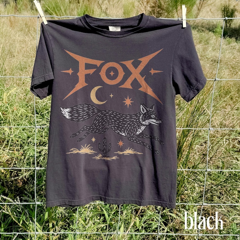 Y2K Western Fox Graphic Tee, Desert Coyote Animal Shirt, Cosmic Southwest Vintage Style Top, Comfort Colors® Fox Gift Tee image 5