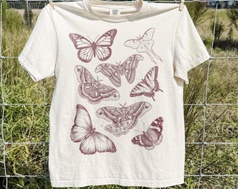 Vintage Monarch Butterfly Tee, Botanical Moth Shirt, Cottagecore Nature Aesthetic Top, Butterfly Shirt, Comfort Colors® Garden Gift