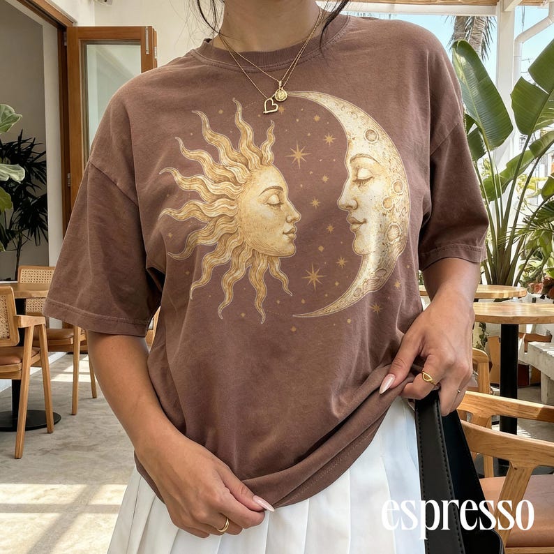Vintage Sun Moon Celestial Shirt, Retro Mystic Astrology Graphic Tee, Classic Boho Cosmic Art Top, Comfort Colors® Spiritual Gift image 8