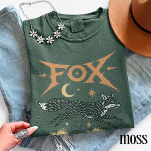 Y2K Western Fox Graphic Tee, Desert Coyote Animal Shirt, Cosmic Southwest Vintage Style Top, Comfort Colors® Fox Gift Tee image 3