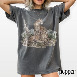 Klassisches T-Shirt mit Berglöwen-Motiv, Wildtier-Shirt mit Puma-Motiv, Vintage-Western-Abenteuer-Top, Comfort Colors® Tiergeschenk-T-Shirt Bild 6
