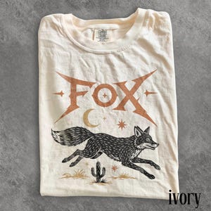 Y2K Western Fox Graphic Tee, Desert Coyote Animal Shirt, Cosmic Southwest Vintage Style Top, Comfort Colors® Fox Gift Tee image 1