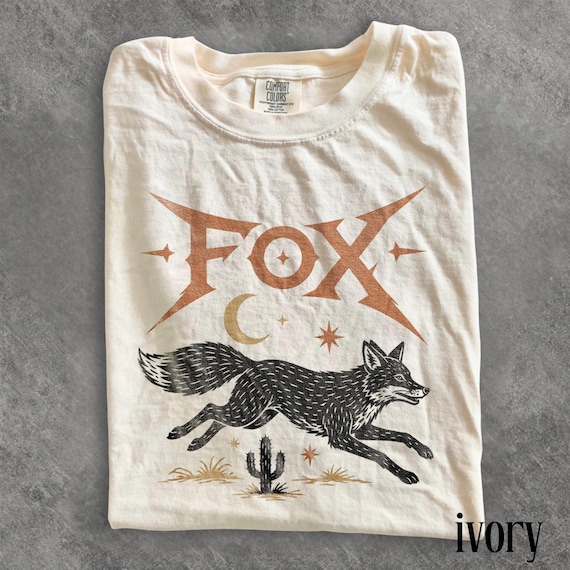 Y2K Western Fox Graphic Tee, Desert Coyote Animal Shirt, Cosmic Southwest Vintage Style Top, Comfort Colors® Fox Gift Tee