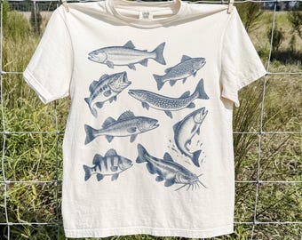 Comfort Colors® Rainbow Trout Fish Tee, Vintage Fly Fishing Graphic Shirt, Lake Life Outdoor Top, Trout Shirt, Fisherman Gift