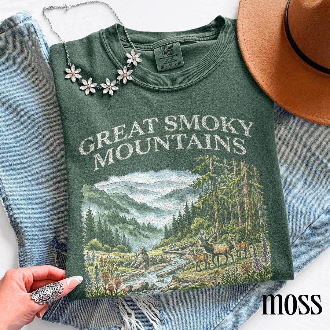 Great Smoky Mountains Tennessee Shirt, Vintage Forest Wildlife Graphic Tee, Retro Nature S