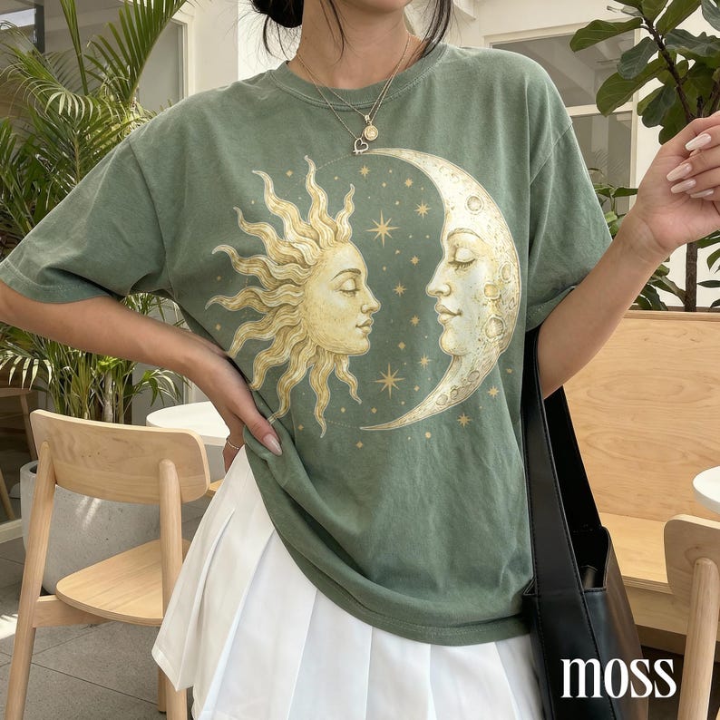 Vintage Sun Moon Celestial Shirt, Retro Mystic Astrology Graphic Tee, Classic Boho Cosmic Art Top, Comfort Colors® Spiritual Gift image 6