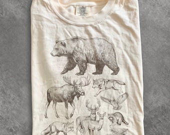 Vintage Woodland Animals Tee, Forest Animals Shirt, Cottagecore Nature Top, Woodland Animal Shirt, Comfort Colors® Nature Lover Gift