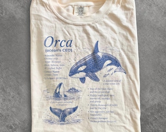 Divertente maglietta da CEO con orca oceanica, maglietta grafica di biologia marina con orca assassina, maglietta vintage con animali marini e natura, maglietta regalo Comfort Colors® Ocean
