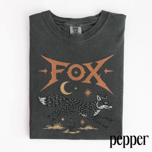 Y2K Western Fox Graphic Tee, Desert Coyote Animal Shirt, Cosmic Southwest Vintage Style Top, Comfort Colors® Fox Gift Tee image 2