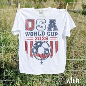 Distressed USA World Cup Tee, Patriotic Soccer Shirt 2026, Vintage Football Fan Apparel, Comfort Colors® USA Sports Gift image 7