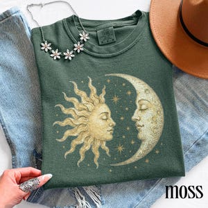 Vintage Sun Moon Celestial Shirt, Retro Mystic Astrology Graphic Tee, Classic Boho Cosmic Art Top, Comfort Colors® Spiritual Gift image 4
