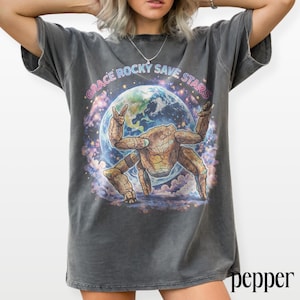 Rocky Alien Graphic Tee Project Hail Mary, Grace Save Stars Quote Design Shirt, Sci-Fi Reader Nerd Style, Comfort Colors® Gift Tee