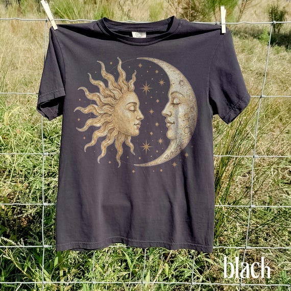Vintage Sun Moon Celestial Shirt, Retro Mystic Astrology Graphic Tee, Classic Boho Cosmic Art Top, Comfort Colors® Spiritual Gift