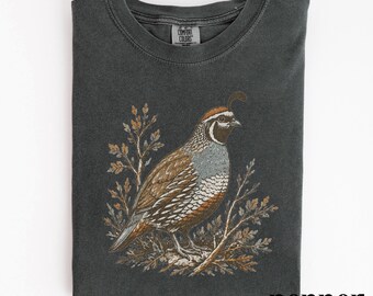 Klassisk Kalifornien Quail Graphic T-shirt, Vintage fågelskådningströja, Rustik topp för djurälskare, Comfort Colors® fågelgåva