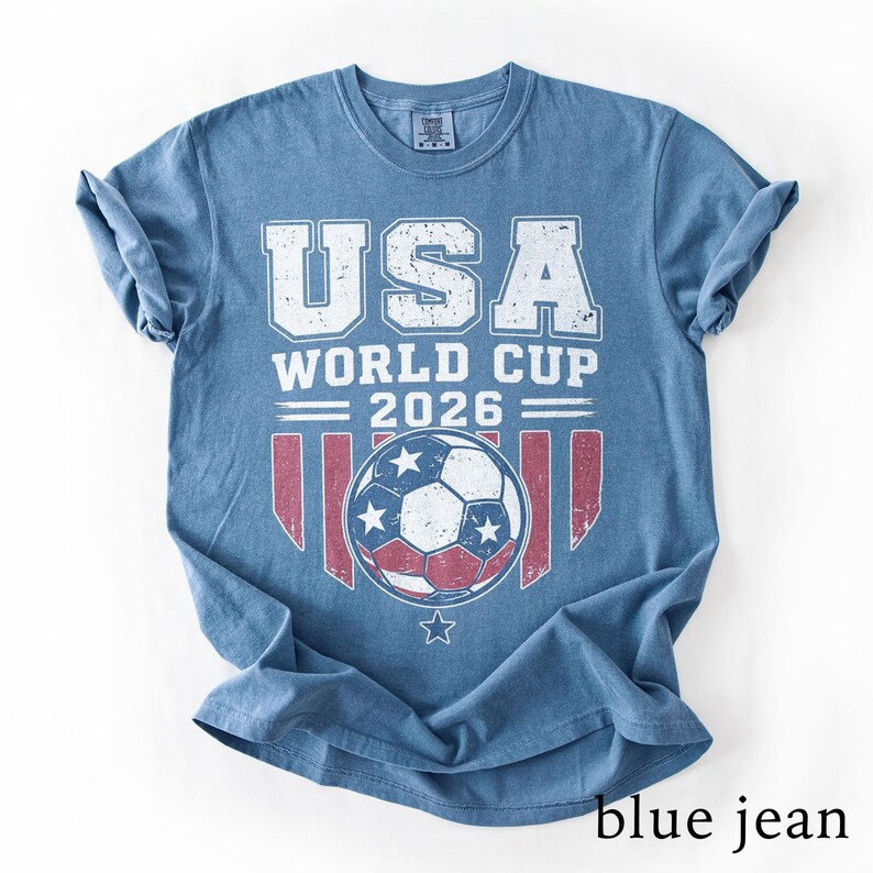 Distressed USA World Cup Tee, Patriotic Soccer Shirt 2026, Vintage Football Fan Apparel, Comfort Colors® USA Sports Gift image 5