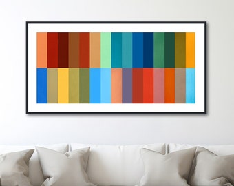 Mid Century Modern Art - Large Geometric Canvas Wall Art - Framed Abstract Canvas Print - Bold Colorful Minimal Artwork - "GAMUT"