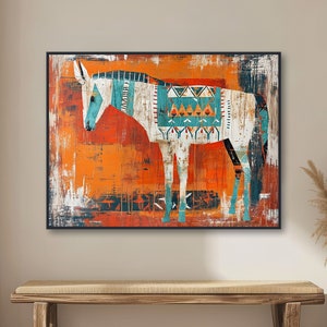 Southwestern Wall Art - Western Donkey Painting - Rustic Texas Decor - Modern Abstract Wall Art - Framed Canvas or Giclée Print - "RUSTY"