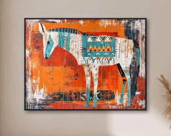 RUSTY - Southwestern Donkey Painting – Western Wall Art - Framed Canvas or Print