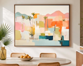 SUNSHINE OASIS - Mid-Century Geometric Painting – Palm Springs Retro Canvas Art