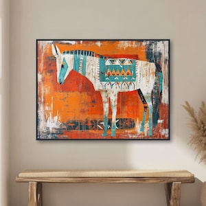 Southwestern Wall Art - Western Donkey Painting - Rustic Texas Decor - Modern Abstract Wall Art - Framed Canvas or Giclée Print - &quot;RUSTY&quot;