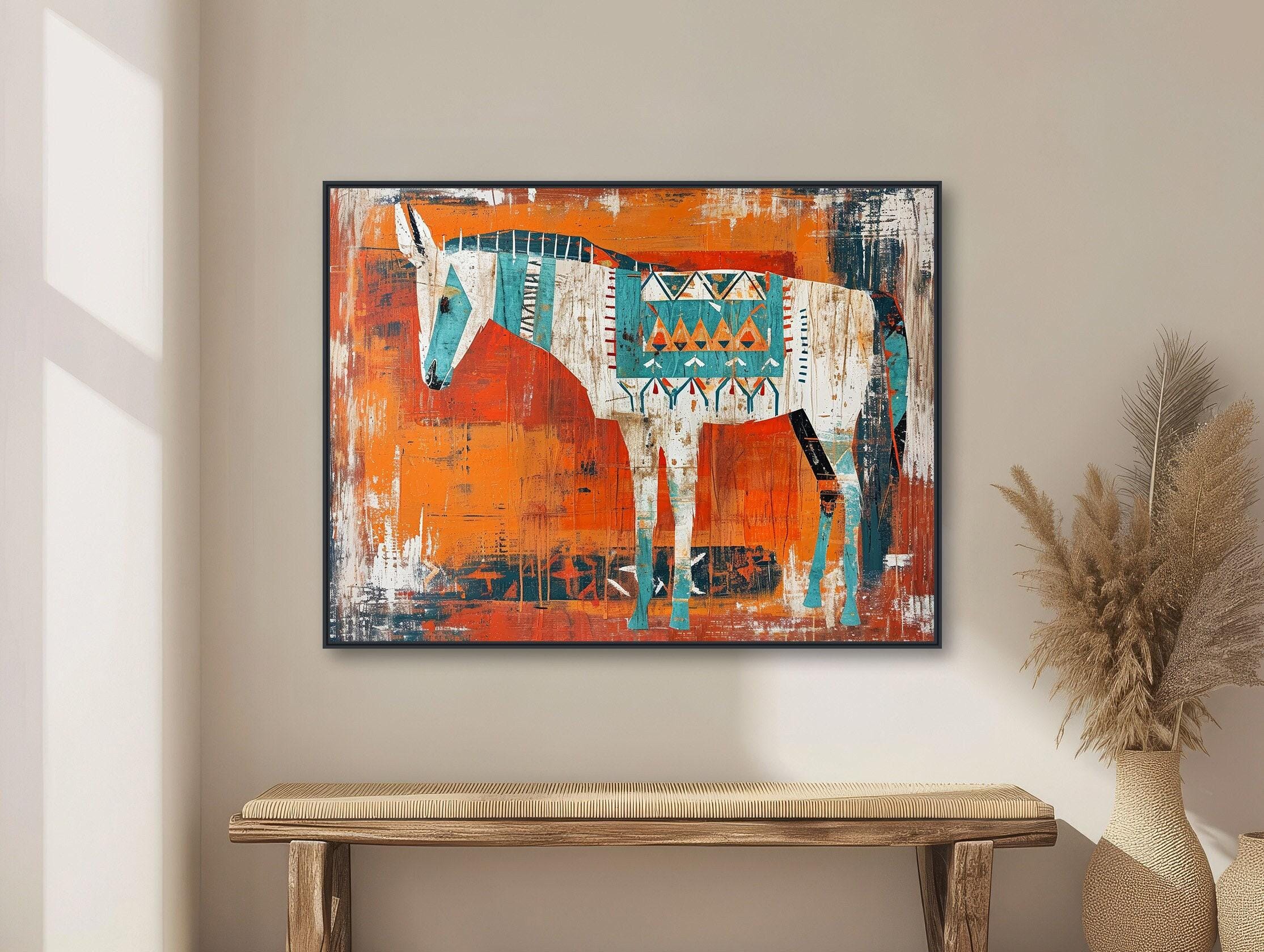 Southwestern Wall Art - Western Donkey Painting - Rustic Texas Decor - Modern Abstract Wall Art - Framed Canvas or Giclée Print - "RUSTY"