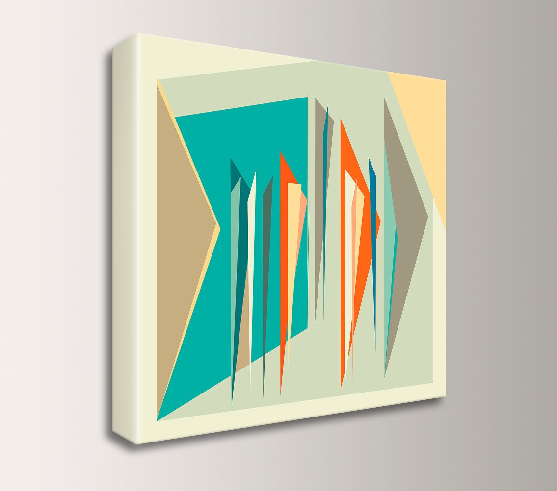 Abstract Mid Century Art Canvas Print Geometric Square Wall | Etsy