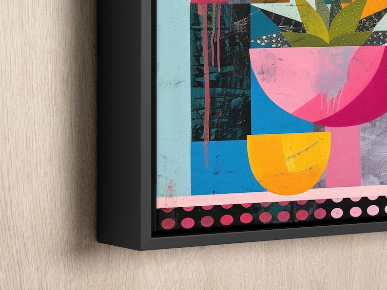 a painting on a wall of a vase with flowers