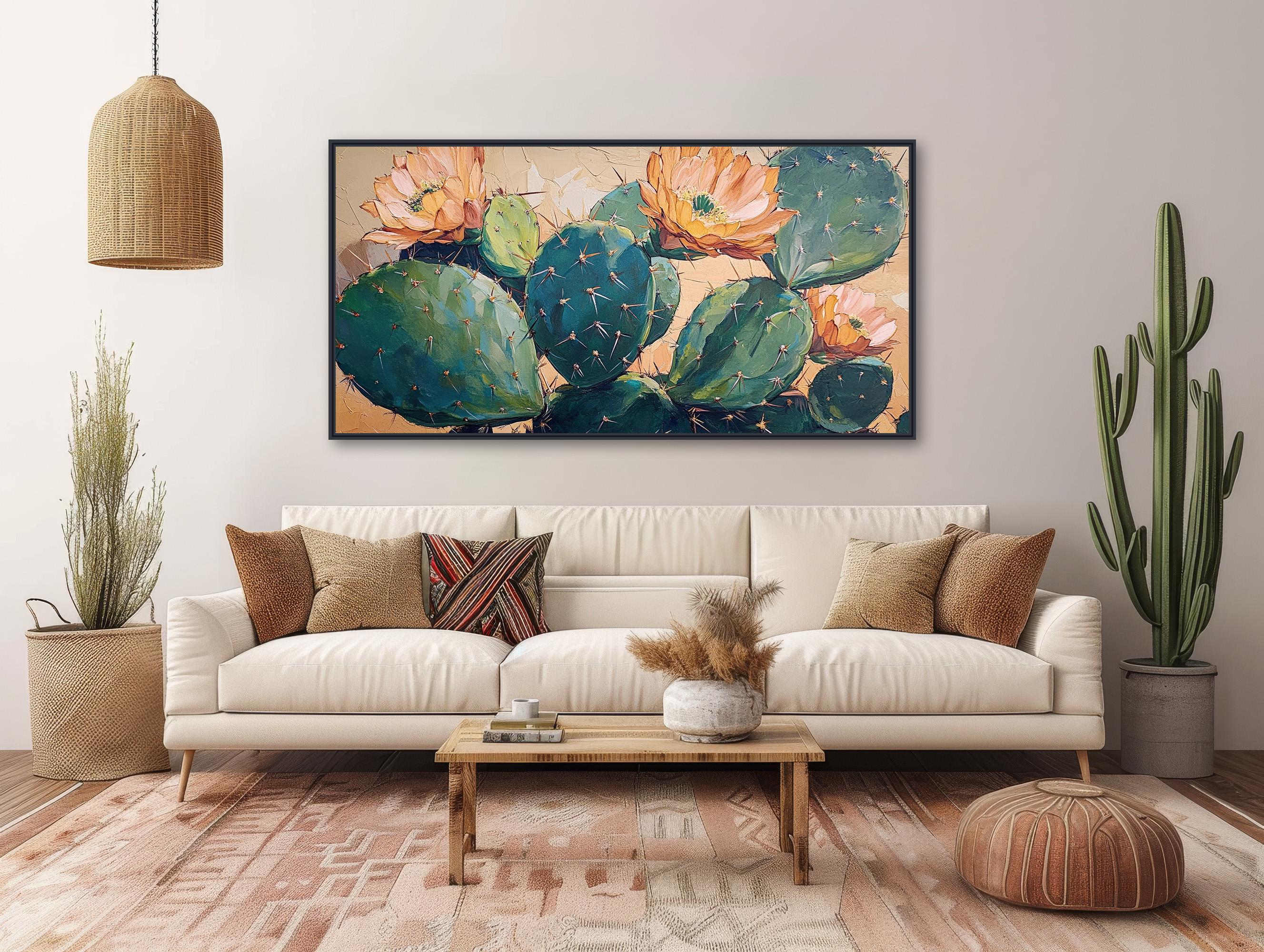 Southwestern Cactus Painting - Western Wall Art - Vintage Desert Decor ...