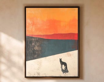 COYOTE HILL - Minimal Southwestern Landscape - Framed Canvas or Paper