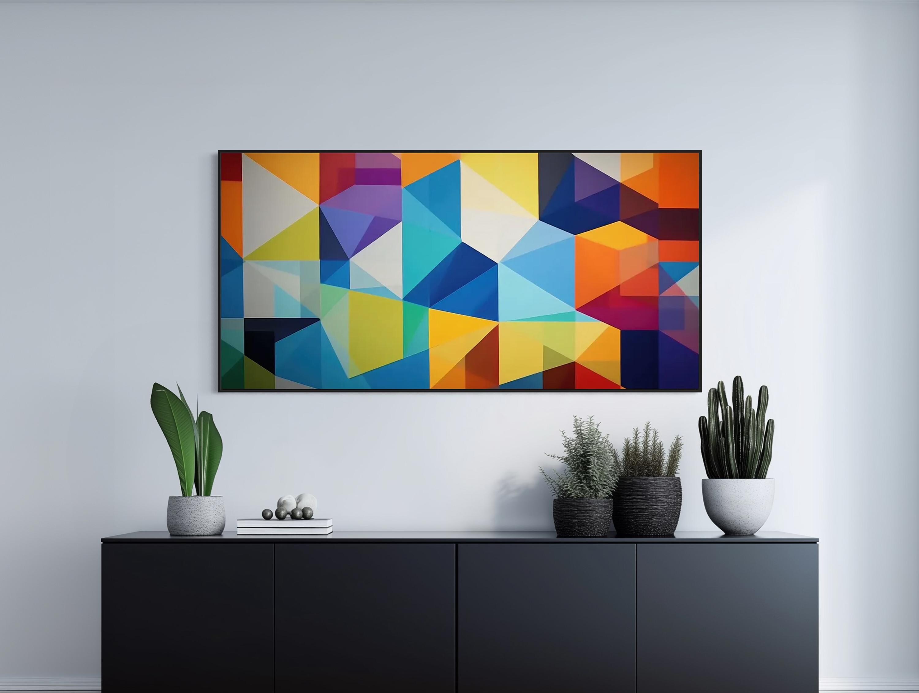 Large Geometric Canvas Wall Art - Framed Canvas Print - Modern Abstract ...