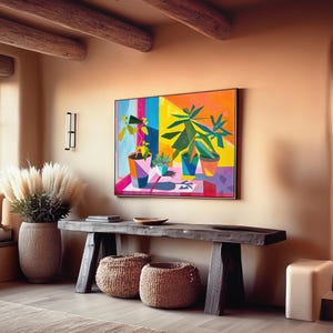 Mid-Century Botanical Still Life Painting - Colorful Boho Wall Art - Palm Springs Decor - Framed Canvas or Giclée Print - "SUNSHINE GLOW" image 4