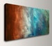 Abstract Painting Large Wall Art Canvas Print Panoramic Home Decor Wall Art Rust Teal Wall Decor by The Modern Art Shop - 'Reflection' 