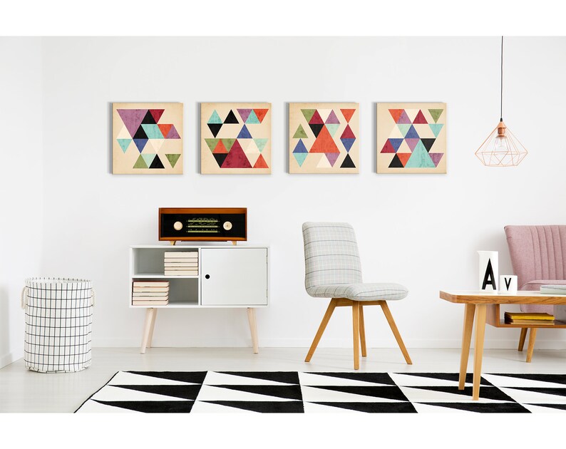 Mid Century Modern Wall Art Grouping of Canvas Panel Art Etsy