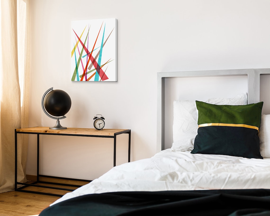 Mid Century Modern Wall Art Colorful Canvas Art Geometric | Etsy