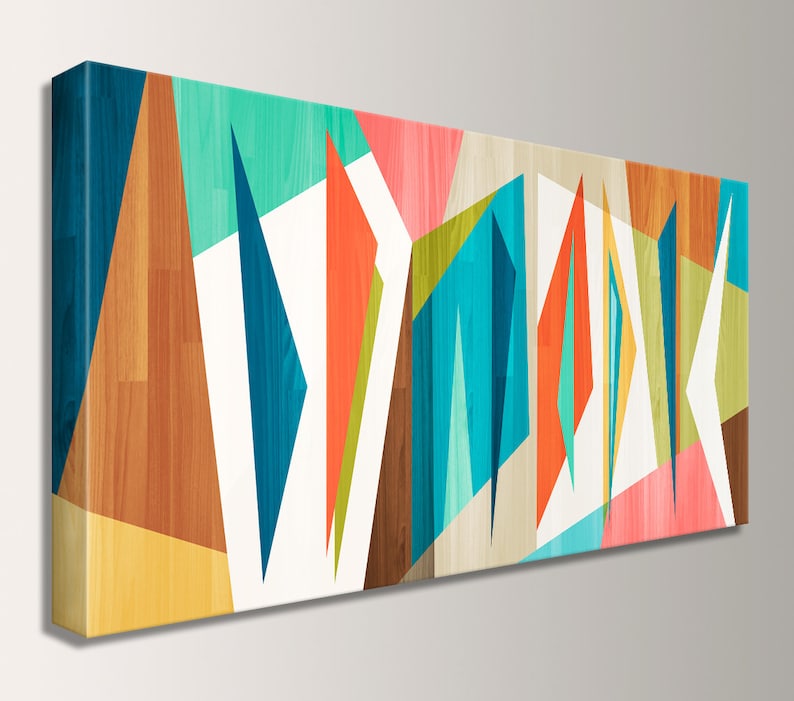 Wall Art Mid Century Modern Art Panorama Canvas Print Retro | Etsy