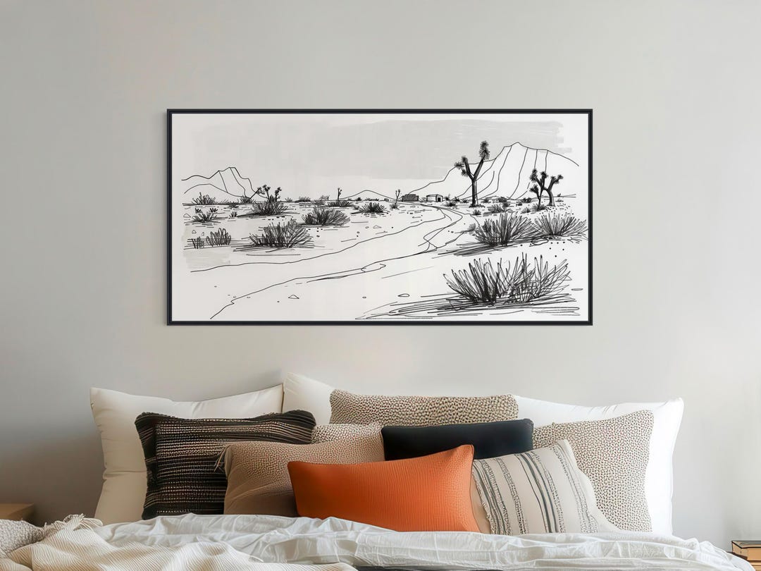 Black and White Desert Landscape - Western Wall Art - Vintage Desert ...