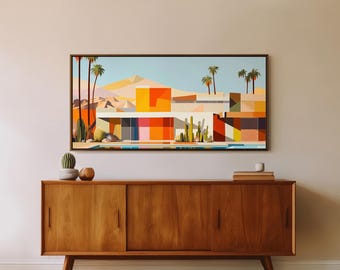 RETRO GEOMETRIC 3 - Mid-Century Architecture Art - Palm Springs Canvas Print