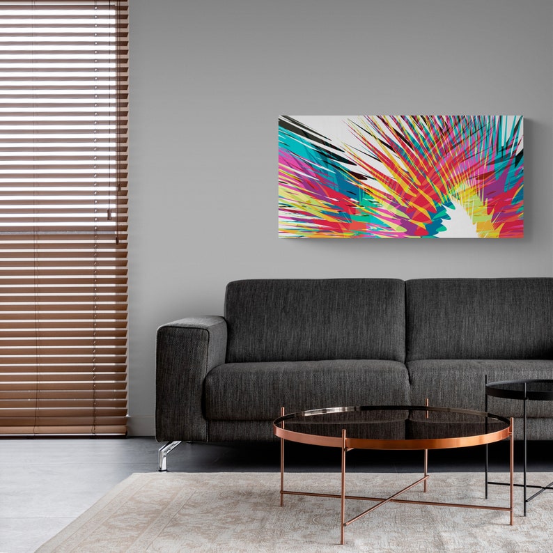 Modern Abstract Art Colorful Canvas Print Panoramic Loft Art Etsy