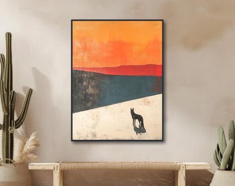 Southwestern Wall Art  - Modern Western Decor - Minimal Landscape Painting - Framed Canvas or Giclée Print - &quot;COYOTE HILL&quot;