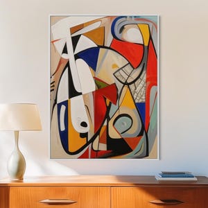 Colorful Abstract Wall Art - Large Cubistic Art - Framed Canvas Print - Modern Abstract Expressionist Painting - "TONAL TREK”