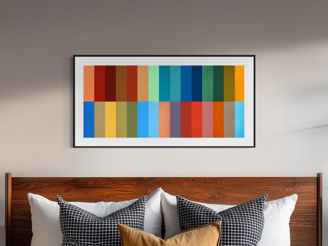 Mid Century Modern Art - Large Geometric Canvas Wall Art - Framed ...
