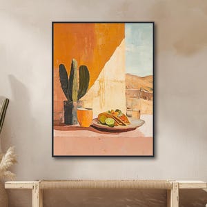 Southwestern Wall Art - Rustic Café Painting - Food and Drink - Western Desert Decor - Framed Canvas or Giclée Print - "A GOOD AFTERNOON"